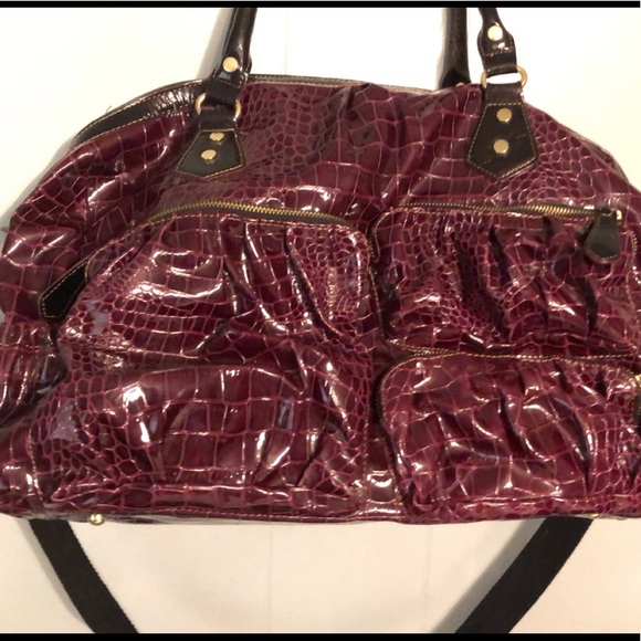 Maroon Faux Leather Duffle Overnight Bag - Picture 5 of 7